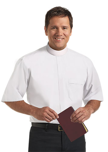 White Neckband Collar Clergy Shirt