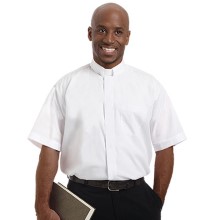 White Tab Collar Broadcloth Clergy Shirt