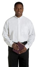 White Tab Collar Broadcloth Clergy Shirt