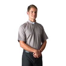 Grey Tab Collar Clergy Shirt