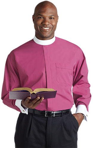 Purple French Cuff Neckband Collar Clergy Shirt