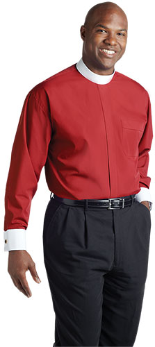 Red Neckband Collar Clergy Shirt French Cuff