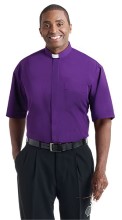 Purple Tab Collar Broadcloth Clergy Shirt