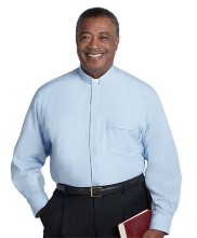 Light Blue Tab Collar Broadcloth Clergy Shirt