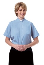 Blue Woman's Tab Collar Clergy Shirt