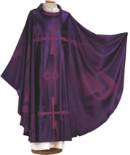 PURPLE SILK/WOOL CHASUBLE W/