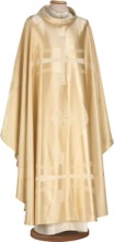 WHITE SILK/WOOL CHASUBLE W/
