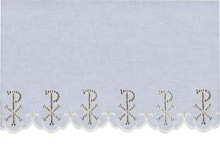 White Silk Embroidery  Cut-Out Chi Rho Design