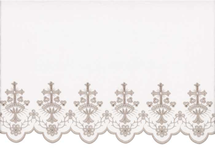 White Silk Embroidery  Chalice and Cross Design