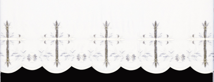 White Silk Embroidery  Cross Design