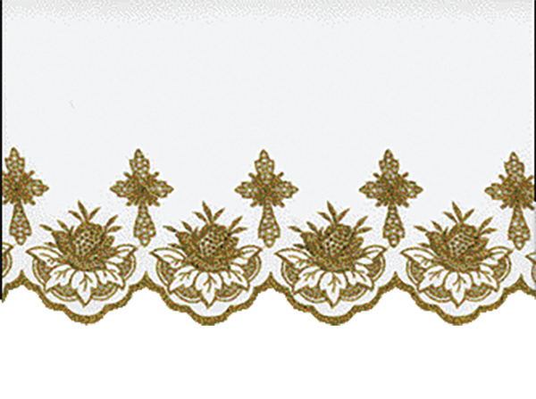 Gold Metallic Lame Embroidery  Cross Design