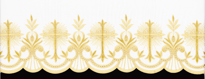 Gold Silk Embroidery  Sunburst Cross Design