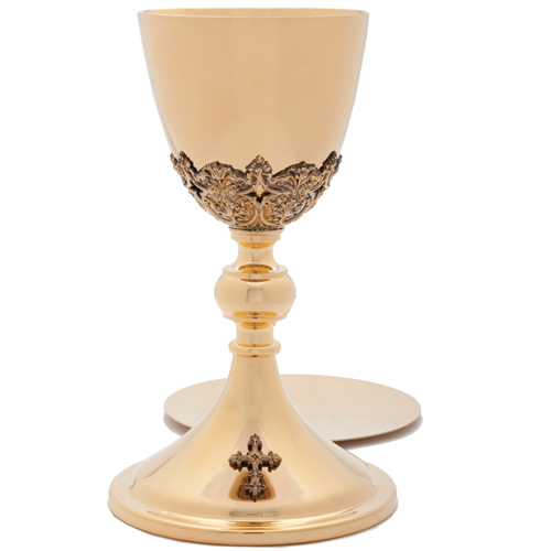 Textured Cross Ciborium 24Kt Gold Plate