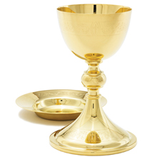 Large Node Gold Plated Chalice with Paten