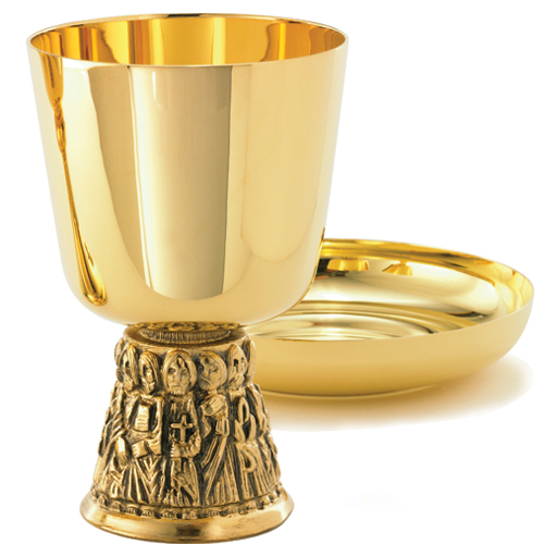 12 Apostle Base Gold Plated Chalice with Paten