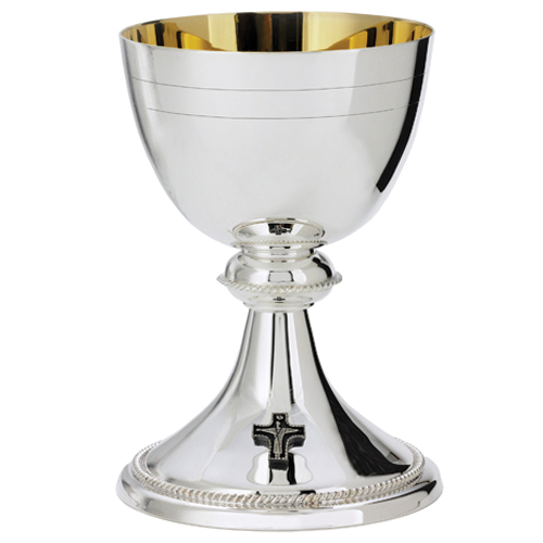 Silver Plated Crucifix Chalice with Paten