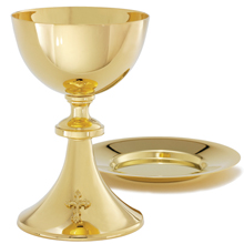 High Polish Gold Plated Chalice with Paten