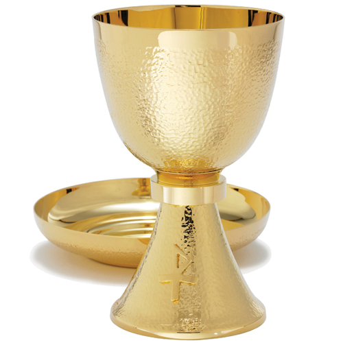 Textured Gold Plated Chalice with Paten