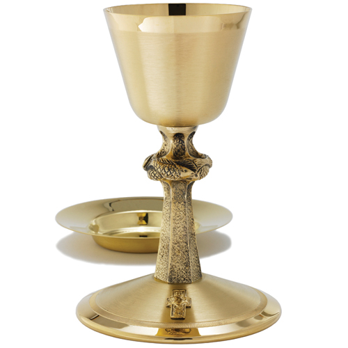 Gold Plated Chalice with Textured Stem