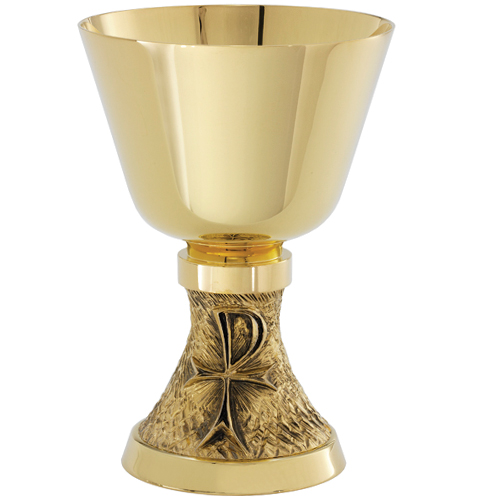 Textured Chi-Rho Stem Chalice with Paten