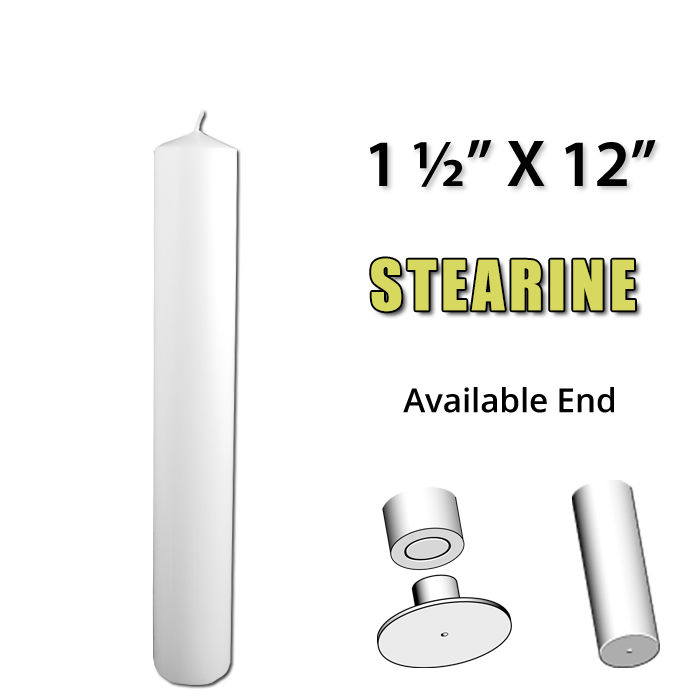 1-1/2" x 12" Altar Candle - Stearine