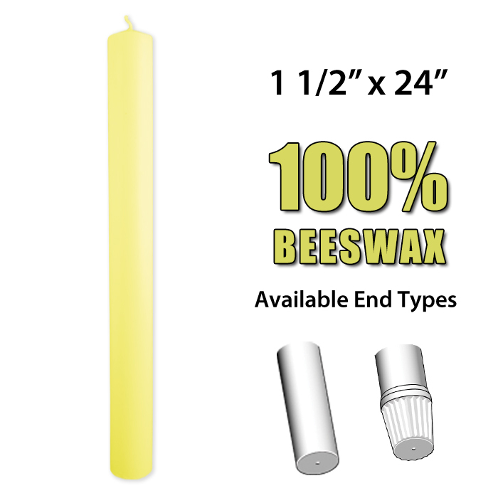 Altar Candle 1 1/2" x 24" 100% Beeswax