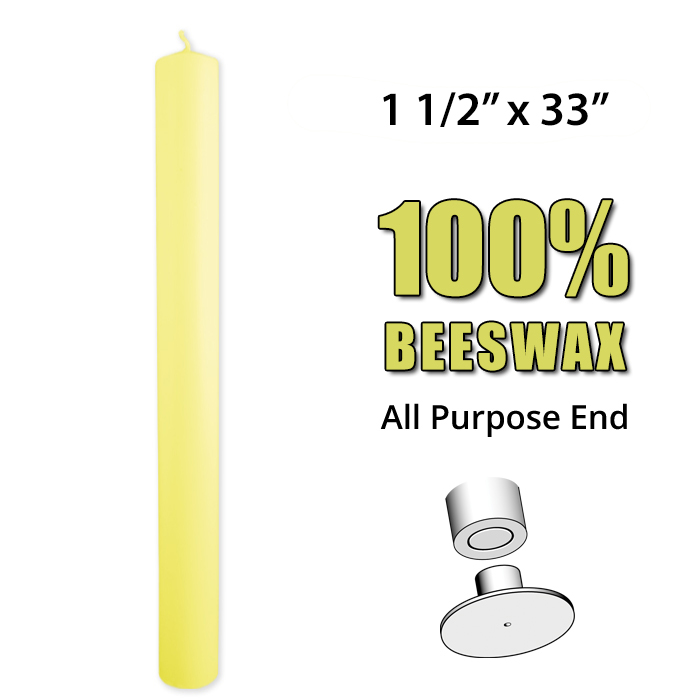 Altar Candle 1 1/2" X 33" 100% Beeswax