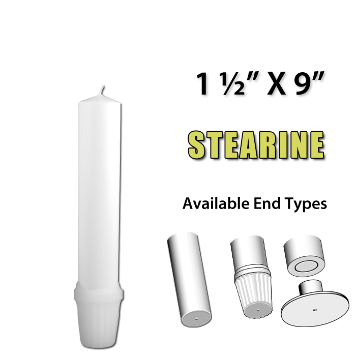 1 1/2" x 9" Altar Candle - Stearine