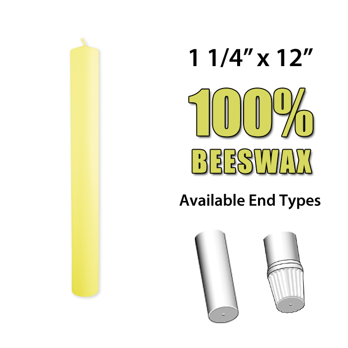 Altar Candles 1 1/4" x 12" 100% Beeswax
