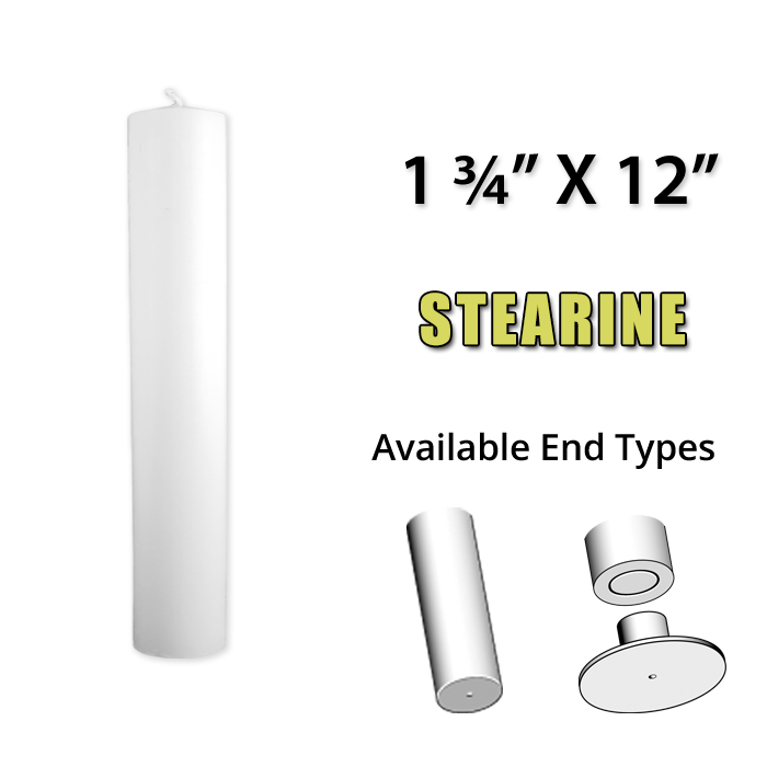 1 3/4" x 12" Altar Candle - Stearine