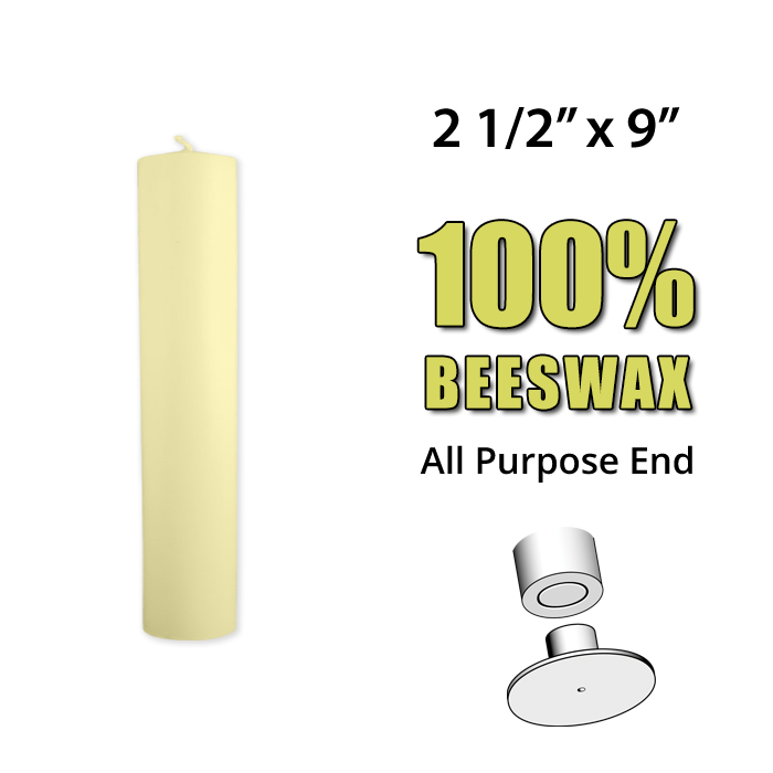 Altar Candles 2 1/2" x 9" 100% Beeswax