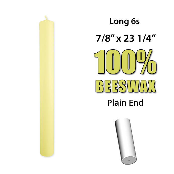 Long 6 Altar Candle 100% Beeswax