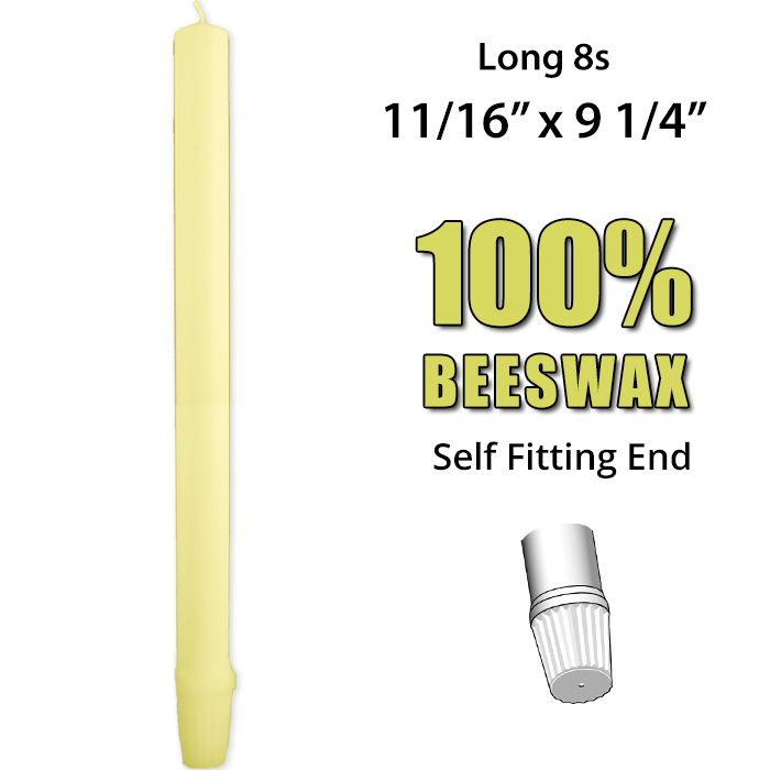 Long 8 Altar Candle 100% Beeswax