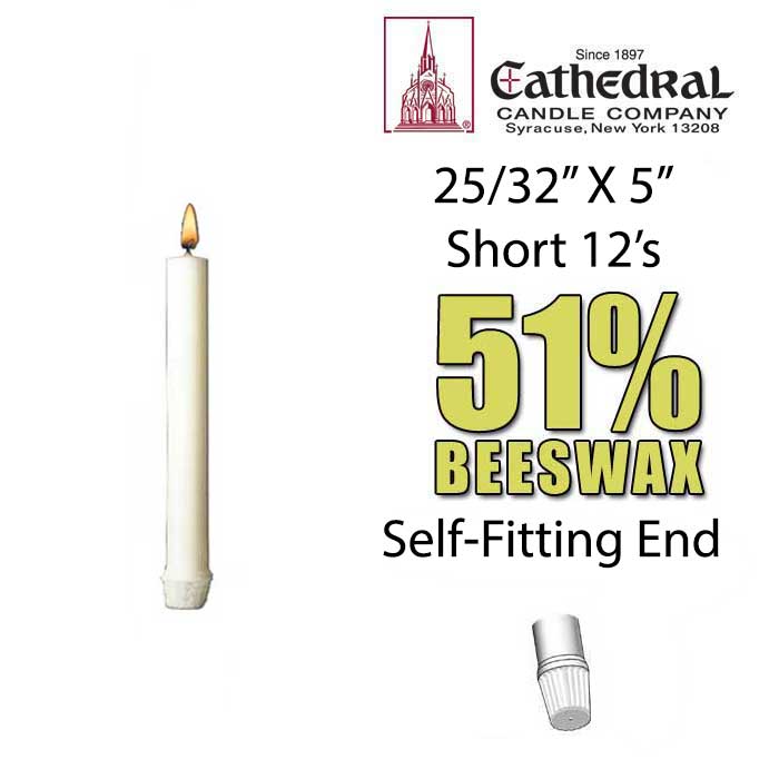 Short 12 Altar Candles 25/32" x 5"