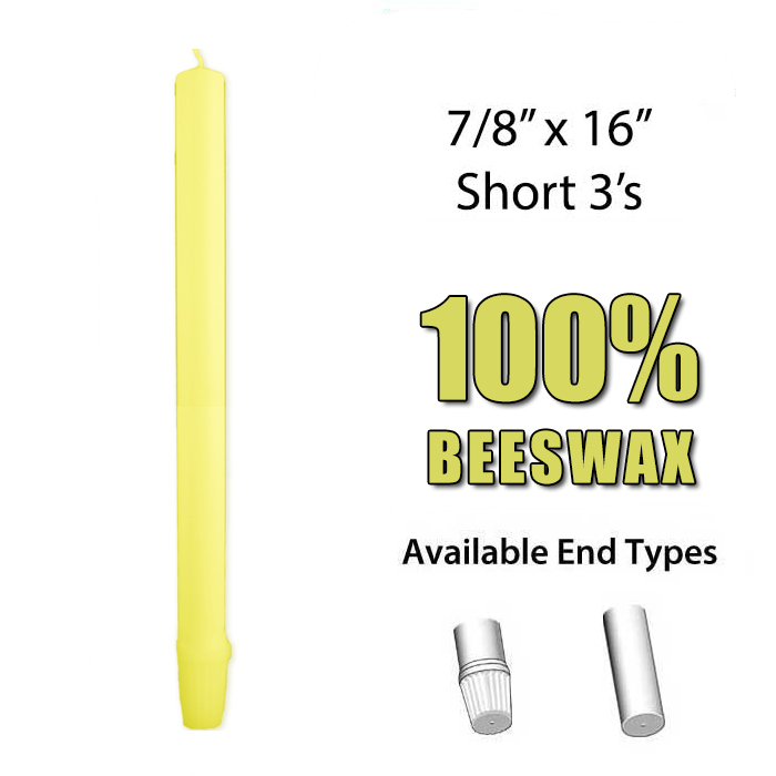 Short 3 Altar Candles 100% Beeswax