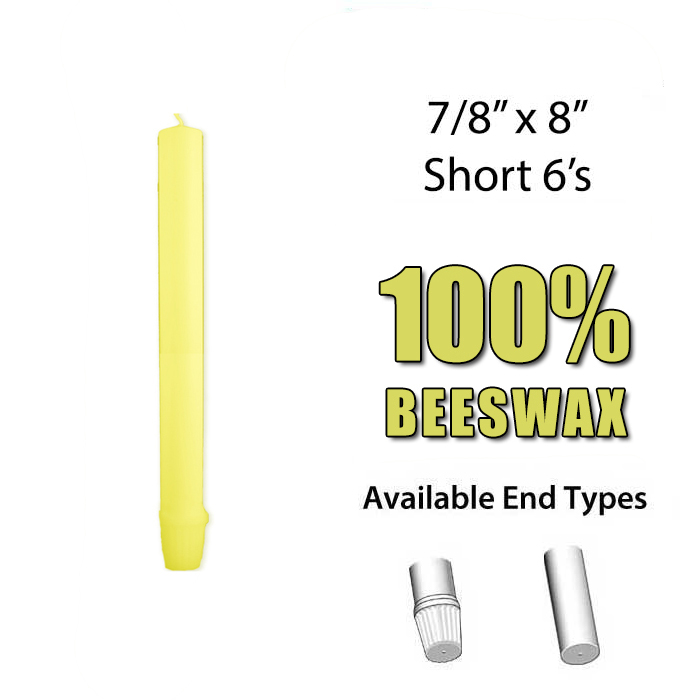 Short 6 Altar Candles 100% Beeswax