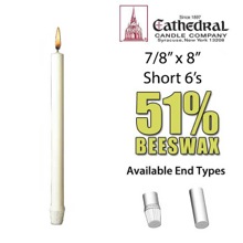 Short 6 Altar Candles 7/8" x 8"