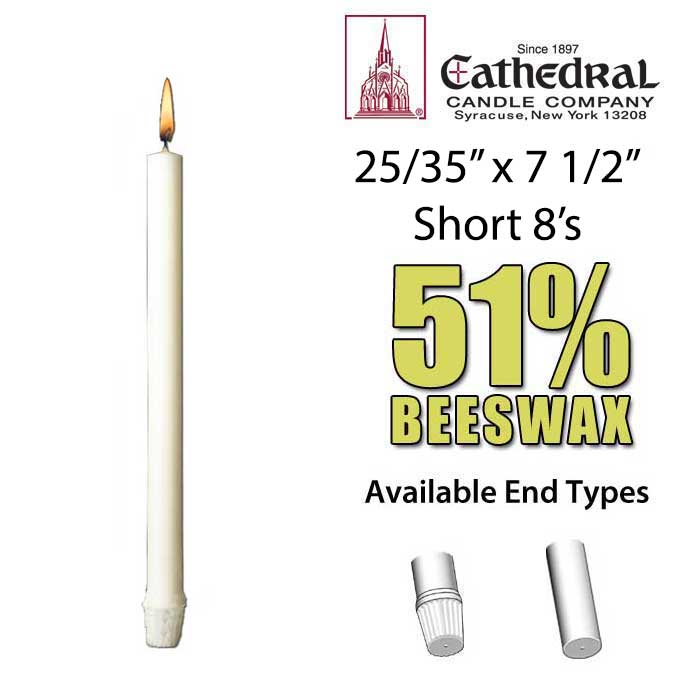 Short 8 Altar Candles 25/32" x 7-1/2"