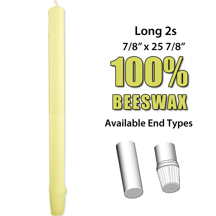 Long 2 Altar Candles 100% Beeswax