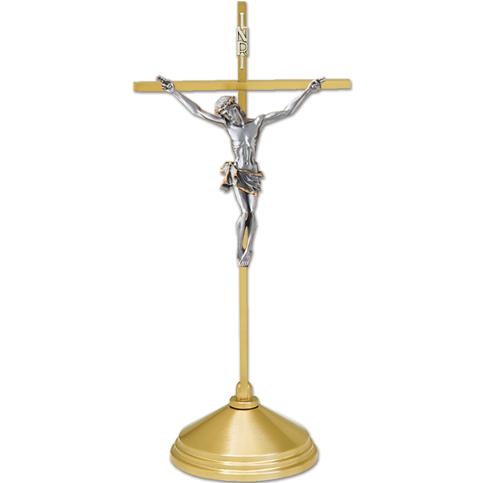 Thin Cross Brass Altar Crucifix