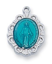 Sterling Silver Blue Enamel Miraculous Medal