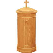 Wood Cross Top Design Baptismal Font