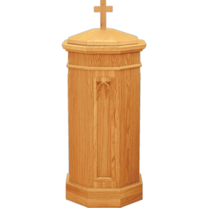 Wood Cross Top Design Baptismal Font