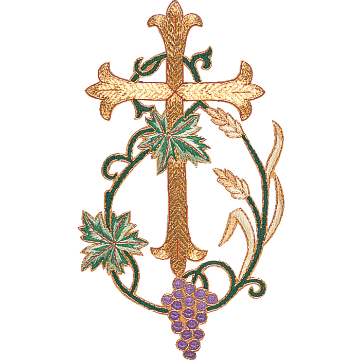Cross with Wheat & Grapes Applique