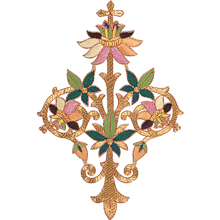 Cross with Flowers and Vine Applique