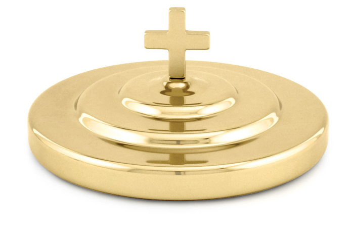 Brass Bread Plate Cover with Cross